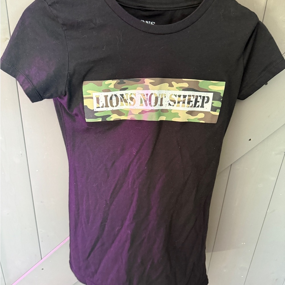 Lions Not Sheep Black & Camo T Shirt